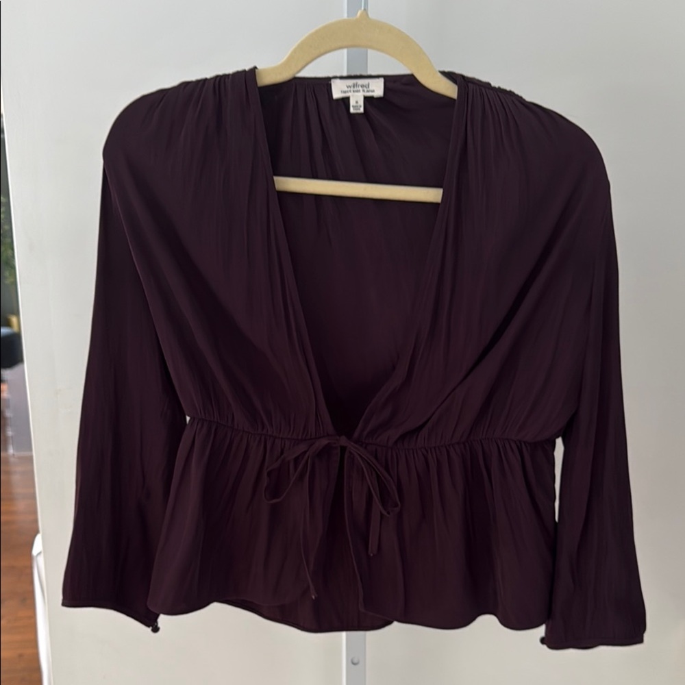 Wilfred Deep Plum Tie-Waist V-Neck Blouse